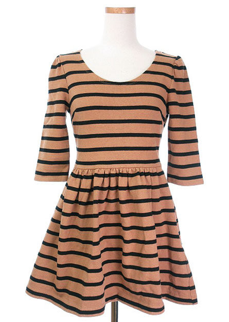 スナイデル Snidel ワンピース フレア ミニ ボーダー コットン 0 茶 ブラウン Ats レディース 150 ベクトルパーク
