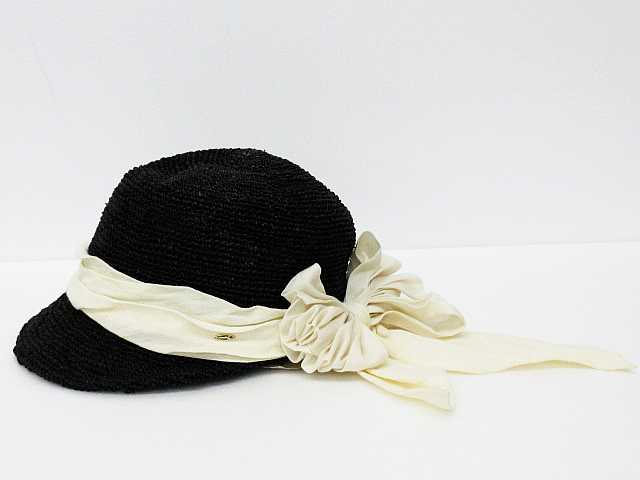 CA4LA キャスケット 黒 リボン付き Ca4la 極美品 黒リボン ラフィア