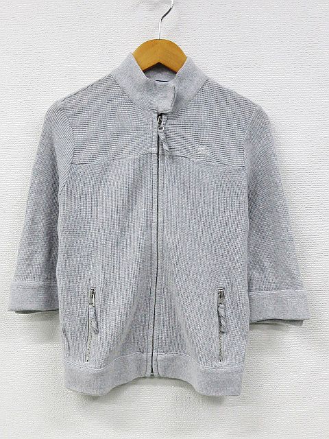 バーバリーブルーレーベル ハイネックジップアップ パーカー ロゴ刺繍