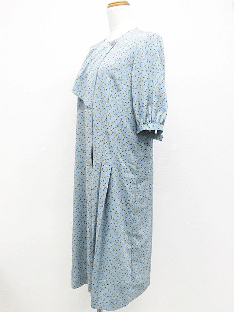 ミスオンワード Missonward オンワード樫山 ワンピース ドレス ロング 花 プリント 肩パット 半袖 水色 イエロー グリーン L 春夏秋 レディース 151 ベクトルパーク