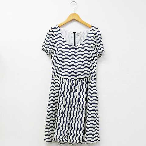 未使用品 ルカ Luca La Joie De Vivre Et Luca ワンピース チュニック 半袖 クルーネック タックフレア ボーダー コットン 白 青 春夏秋 レディース 151 ベクトルパーク