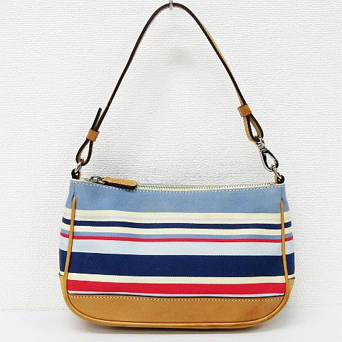 希少カラー　COACH コーチ アクセサリーポーチ　7749 ボーダー コーチ COACH 7749 アクセサリーポーチ バッグ 鞄 ボーダー キャンバス