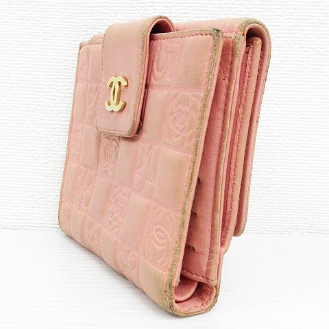 CHANEL シャネル 財布 アイコン ラムスキン ピンク シャネル ラムスキン マトラッセ 三つ折り財布 ピンク レディース