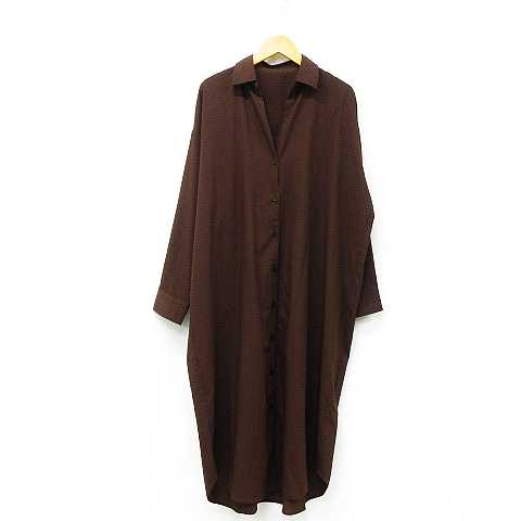 イング Ingni シャツ ワンピース ロング ミモレ丈 無地 長袖 茶色 M レディース 151 ベクトルパーク