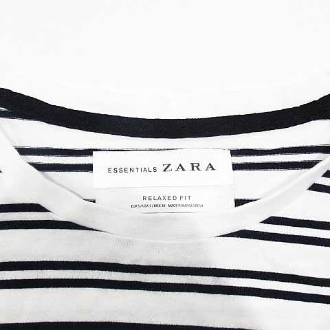 ザラ Zara Essential Zara Tシャツ トップス 半袖 ボーダー柄 コットン 丸首 白 黒 38 メンズ 151 ベクトルパーク