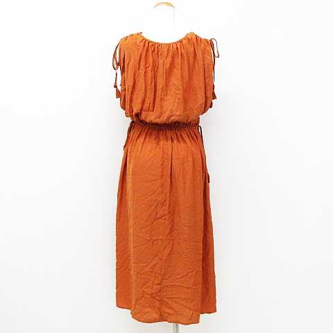 ブージュルード Bou Jeloud ワンピース ドレス ノースリーブ レイヤード風vネック ロング丈 マキシ タッセル リボン 切替 ギャザー キャメル 38 レディース 151 ベクトルパーク