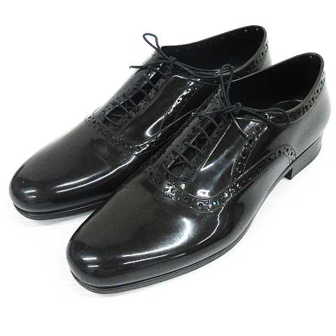 ノーブランド レースアップシューズ レイン 靴 パンチングレース エナメル ラバー 黒 38 レディース 151 ベクトルパーク