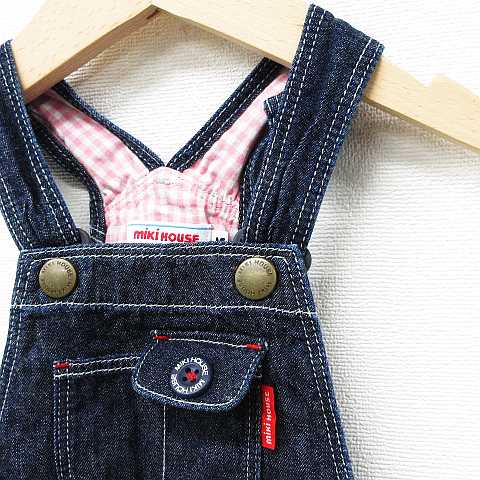 ミキハウス Mikihouse デニム ジャンパースカート ワンピース ノースリーブ ひざ丈 シンプル コットン ブルー M 80 90 ベビー キッズ 151 ベクトルパーク
