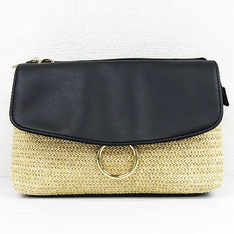 ノーブランド カゴバッグ ショルダー クラッチ 鞄 フェイクレザー ベージュ 黒 レディース 151 ベクトルパーク