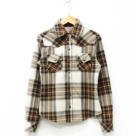 セシルマクビー Cecil Mcbee ネルシャツ カジュアルトップス 長袖 チェック柄 ブラウン系 M レディース 151 ベクトルパーク