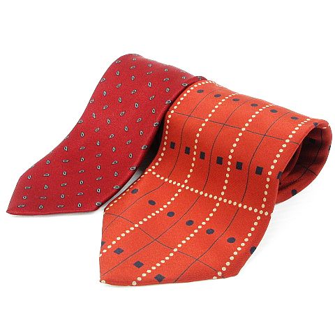 Olenora ル ウォーモ マックス Uomo Max ネクタイ ファッション小物 2本セット 総柄 シルク100 赤系 メンズ 151 ベクトルパーク