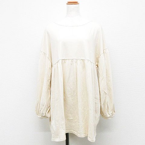 ディアフル Dear Ful プチプラのあや Puchipura No Aya しまむら チュニック ワンピース 長袖 ひざ上丈 バックリボン コットン アイボリー 3l レディース 151 ベクトルパーク