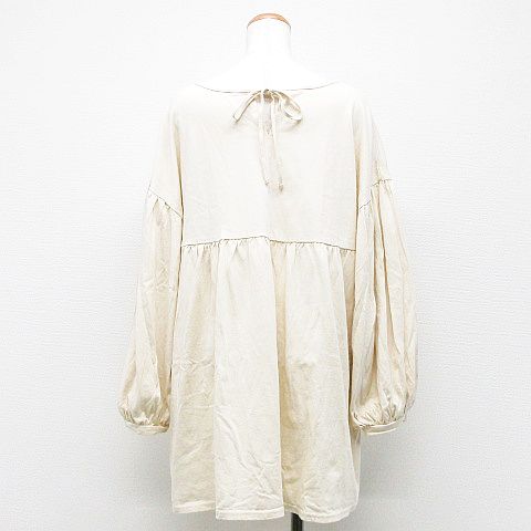 ディアフル Dear Ful プチプラのあや Puchipura No Aya しまむら チュニック ワンピース 長袖 ひざ上丈 バックリボン コットン アイボリー 3l レディース 151 ベクトルパーク