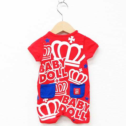 ベビードール Babydoll カバーオール ショートオール 半袖 ミッキー ミニー ロゴ プリント コットン 赤 白 マルチカラー 70 ベビー キッズ 151 ベクトルパーク