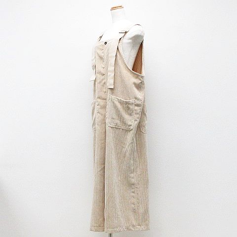 未使用品 ユーエスポロアッスン U S Polo Assn しまむら コーデュロイ風オールインワン サロペット ロング丈 ワンポイント刺繍 ベージュ Ll レディース