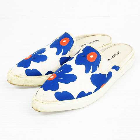 ロデオクラウンズ Rodeo Crowns スリッポン シューズ 靴 花柄 プリント キャンバス オフホワイト ブルー オレンジ 39 レディース 151 ベクトルパーク