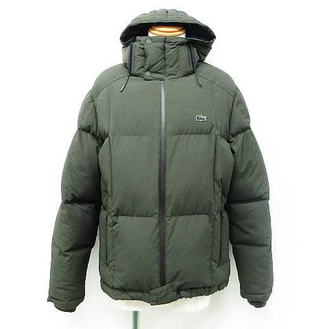 ラコステ Lacoste ダウンジャケット コート 長袖 ロゴ 刺繍 防水 フード付き フェザー混 カーキ マルチカラー Fr 46 Us Xs メンズ 151 ベクトルパーク