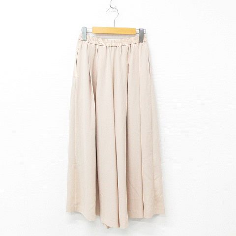 ユニクロ Uniqlo ガウチョパンツ ボトムス ロング丈 無地 タック ウエストゴム ピンクベージュ S レディース 151 ベクトルパーク