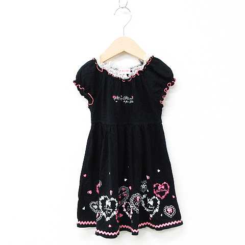 メゾピアノ mezzo piano ワンピース ドレス 半袖 ハート ロゴ プリント  