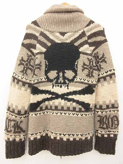 ロエン Roen BACK SKULL CAWICHAN ニットジャケット カウチン ショール 