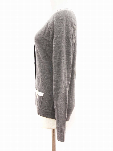 コーチ COACH カーディガン ニット ライン 無地 ウール グレー S/P
