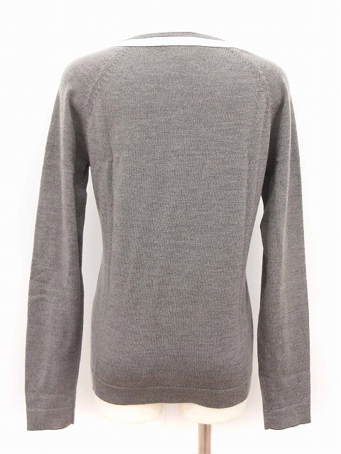 コーチ COACH カーディガン ニット ライン 無地 ウール グレー S/P