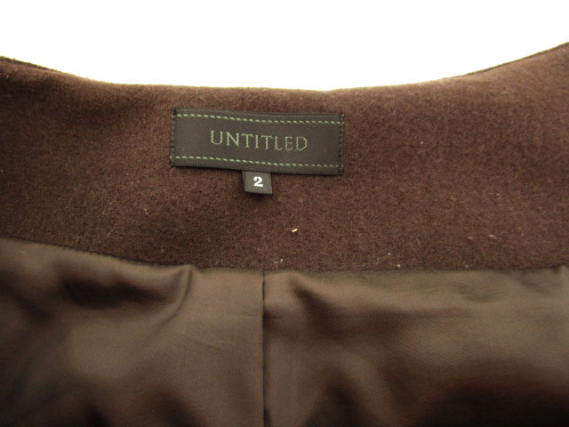 アンタイトル UNTITLED スカート ひざ丈 プリーツ ウール 2 茶  