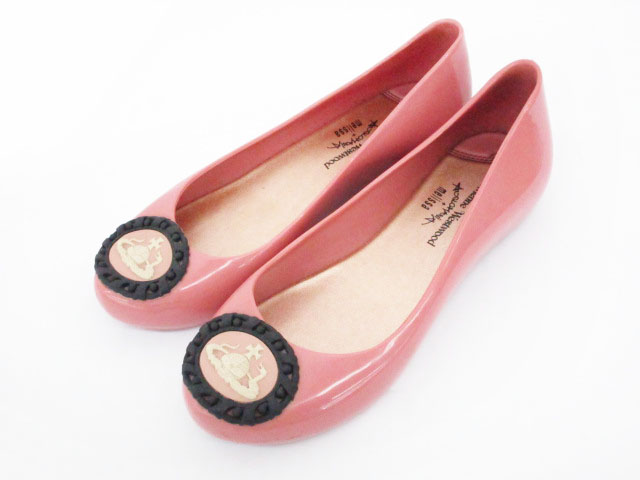 ヴィヴィアンウエストウッド Vivienne Westwood melissa シューズ パンプス メリッサ バレリーナ フラット ラバー アンゴルマニア オーブ 37 ピンク /yt レディース