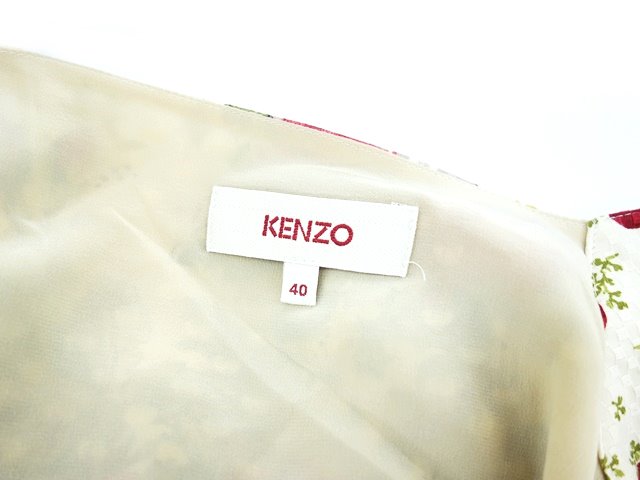 ケンゾー Kenzo ワンピース ロング 半袖 花柄 バラ シルク シフォン 40 ベージュ Kf レディース 153 ベクトルパーク