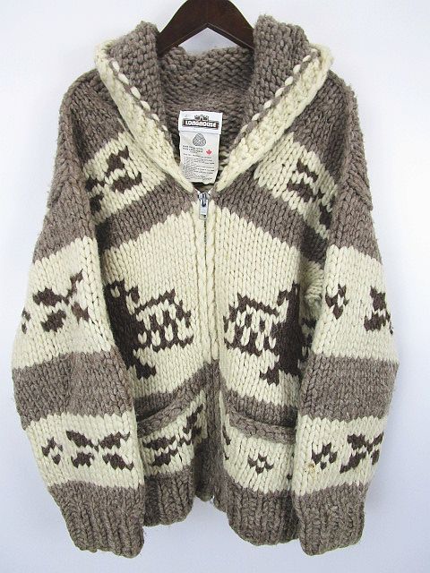 ロングハウス LONG HOUSE カウチンニット セーター フード ウール  