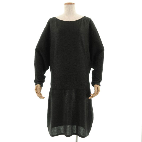 エジェリ Egerie ワンピース ひざ丈 長袖 フランス製 総柄 ブラック 黒 レディース 155 ベクトルパーク