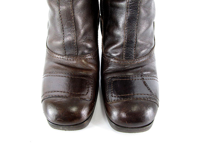 ミュウミュウ miumiu ロングブーツ レザー サイドジップ ブラウン 茶 