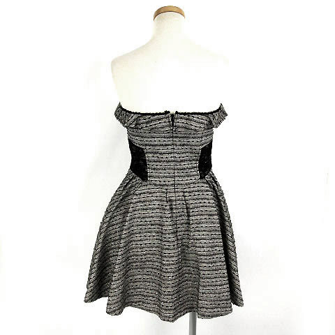 ジルスチュアート Jill Stuart ワンピース フォーマル チューブドレス ひざ丈 レース シルバー ブラック 黒 2 レディース 155 ベクトルパーク