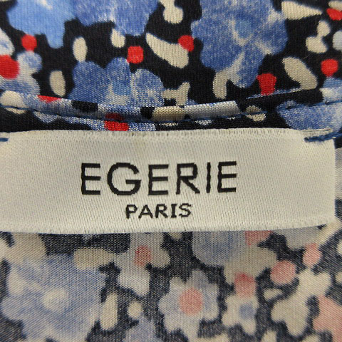 エジェリ Egerie ワンピース ひざ丈 半袖 青 紺 赤 花柄 フランス製 レディース 155 ベクトルパーク