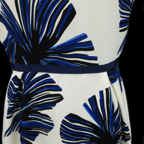 未使用品 Schritt ワンピース ノースリーブ ミディ丈 総裏地 総柄 白 青 黒 3 レディース 155 ベクトルパーク