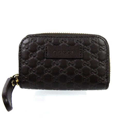 グッチ Gucci コインケース 4496 ラウンドファスナー レザー Gg柄 型押し ブラウン 茶 メンズ 155 ベクトルパーク