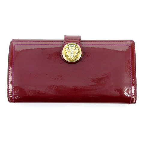 グッチ GUCCI 長財布 2つ折り エンブレム エナメル レザー 090350-3661
