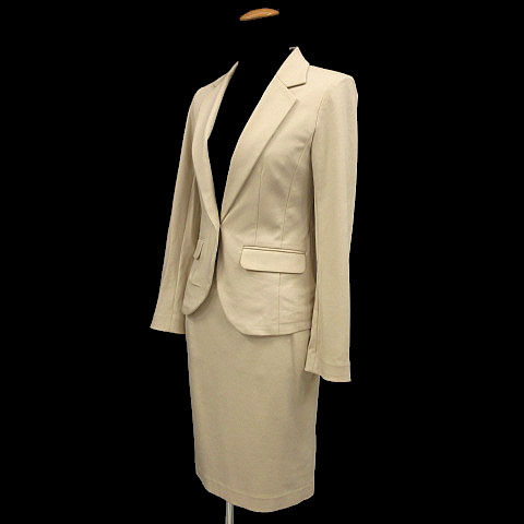 未使用品 プロポーション ボディドレッシング Proportion Body Dressing スーツ スカートスーツ セットアップ 上下セット ジャケット テーラード シングル 1b スカート ひざ丈 ベージュ 2 レディース 155 ベクトルパーク