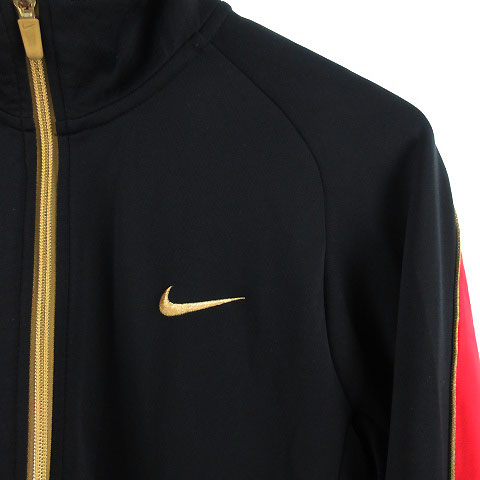 ナイキ ジャケット ブラック 長袖 ジップアップ ゴールドロゴ付き B128 ナイキ ジャケット ブラック 長袖 ジップアップ ゴールドロゴ付き B128