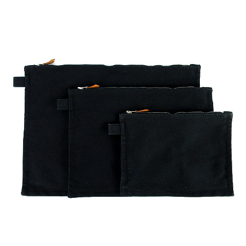 エルメス HERMES ボラボラ ポーチ 3点セット キャンバス ブラック 黒