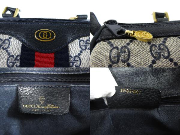 GUCCI ミニボストンバッグ PVC シェリーライン ネイビー グッチ ハンドバッグ ミニボストン PVCシェリーライン ネイビー