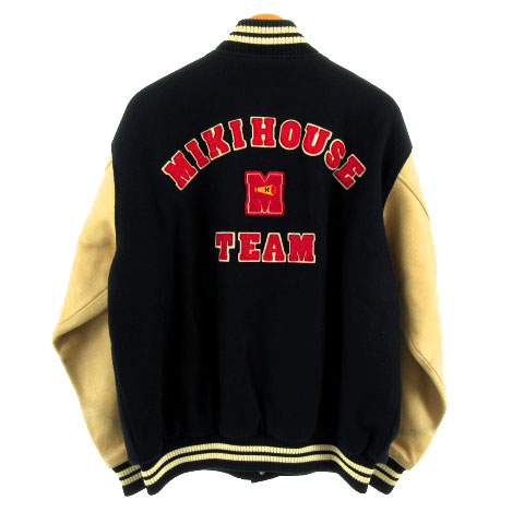 ミキハウス mikihouse ジャケット スタジャン ワッペン ウール混 袖 