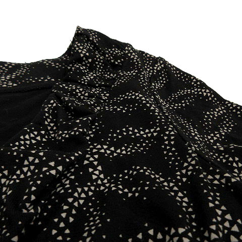 バナナリパブリック Banana Republic ワンピース 五分袖 ミディ丈 リボン 総柄 ブラック 黒 グレー Xs レディース 155 ベクトルパーク