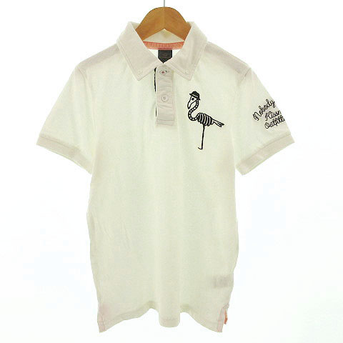 キスマーク Kissmark ポロシャツ 半袖 ボタンダウン 刺繍 オフ白 コットン混 S メンズ 155 ベクトルパーク