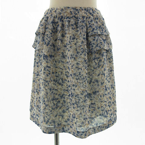 エニィスィス エニシス Anysis スカート ひざ丈 フレアー 花柄 ベージュ 青 2 レディース 155 ベクトルパーク
