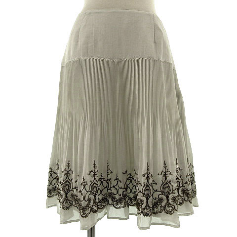 ヨンドシー 4℃ スカート プリーツスカート ミディ丈 刺繍 グレー系  