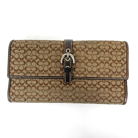 コーチ COACH 長財布 三つ折り キャンバス レザー ベルト 