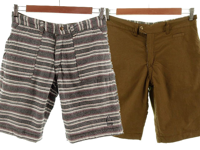 シェラデザイン Sierra Designs パンツ ハーフパンツ ショートパンツ リバーシブル ボーダー ブラウン系 茶系 グレー オフ白 レッド 赤 M メンズ 155 ベクトルパーク