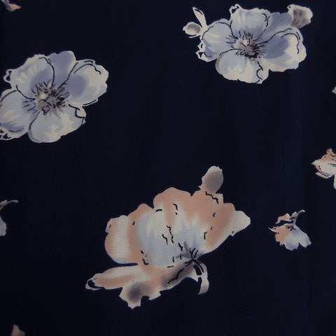 エムズエキサイト Emsexcite ワンピース ひざ丈 ノースリーブ ストレッチ 花柄 ネイビー 紺 M レディース 155 ベクトルパーク