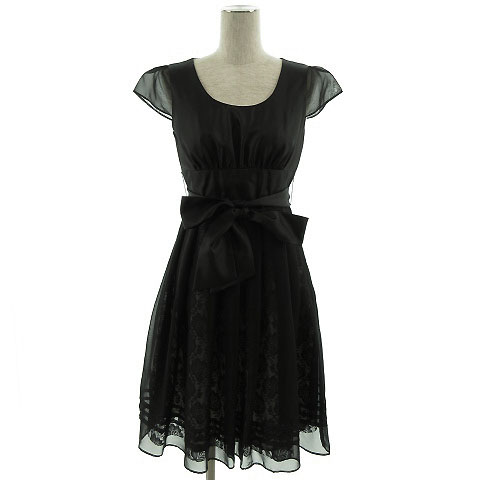 Newportside ワンピース フォーマル パーティー ひざ丈 ノースリーブ レース切替 花柄 ブラック 黒 M レディース 155 ベクトルパーク